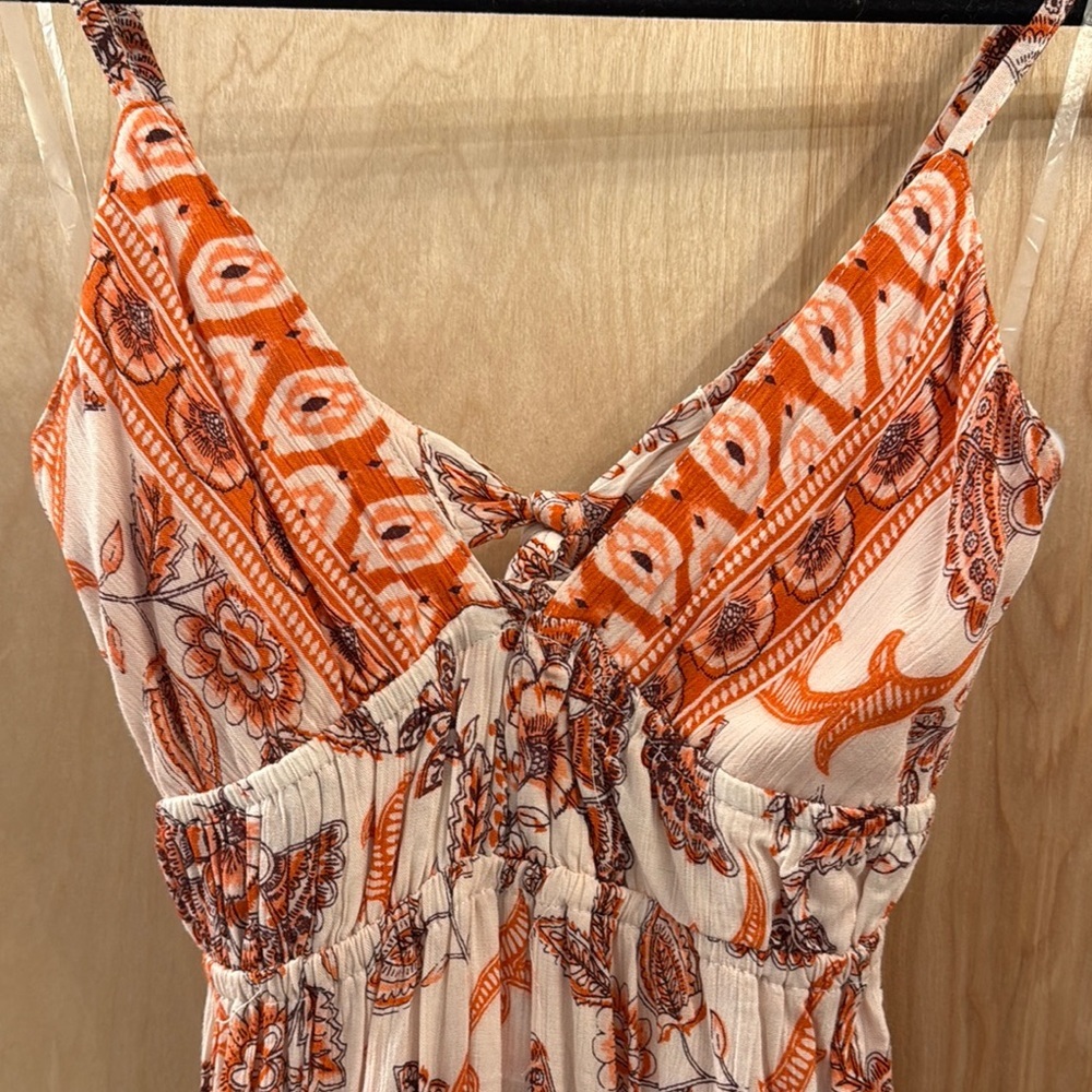 Bohemian Orange and Cream Babydoll Dress. Select Item 3/$25. - Picture 7 of 12